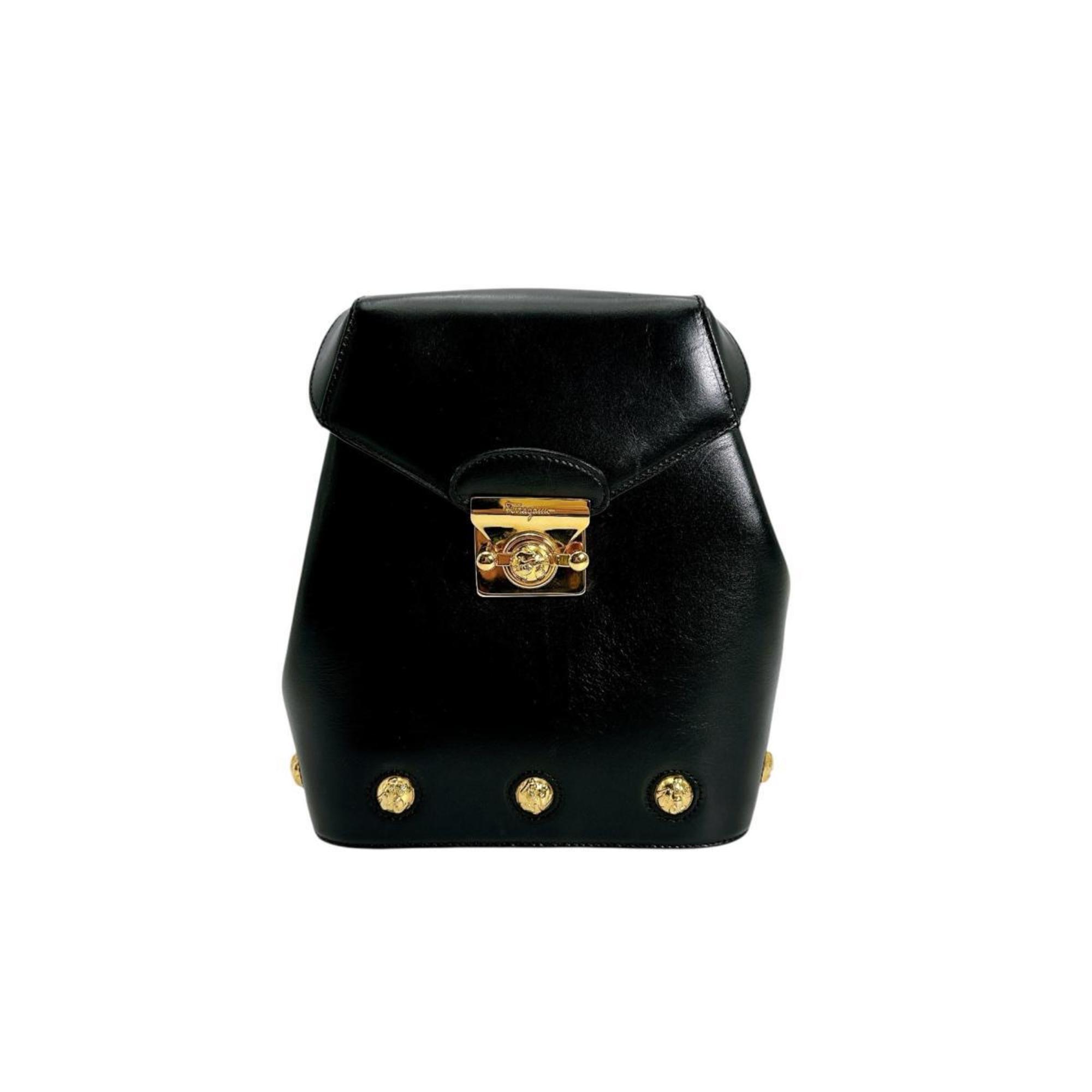 Salvatore Ferragamo Backpack/Daypack Backpack Gold Hardware Leather Dq-21 520...